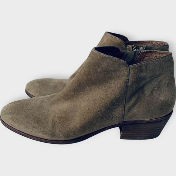 Sam Edelman Petty Ankle Booties Suede Taupe Side Zip Casual Fall Autumn 7.5 M - Picture 3 of 9